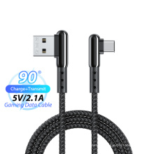 Remax RC-176a 90 degrees Type Data Cables Charger 2.1A Android Cheap Price Nylon Braided game 2A 1M Usb C Cable